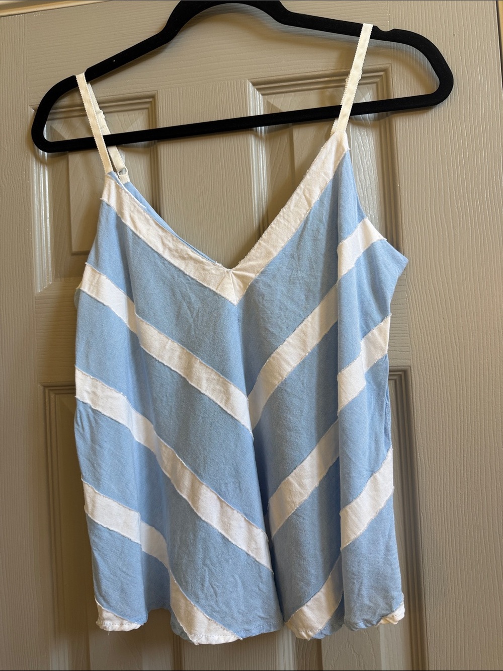 Skies Are Blue Light Blue & White Striped V-Neck Sleep Cami